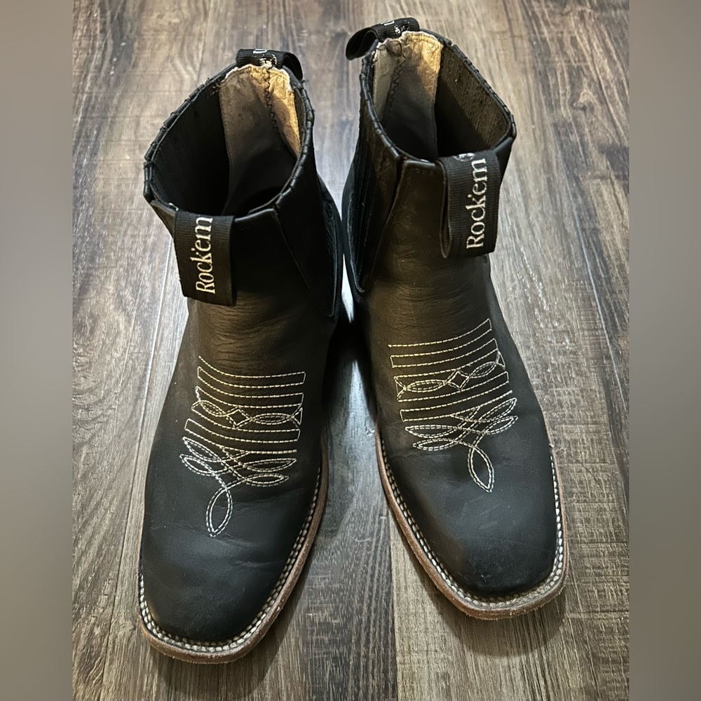 Rockems Texas Negro Nobuck leather Womens Western Ankle Boots size 24 1/4 or 7.5
